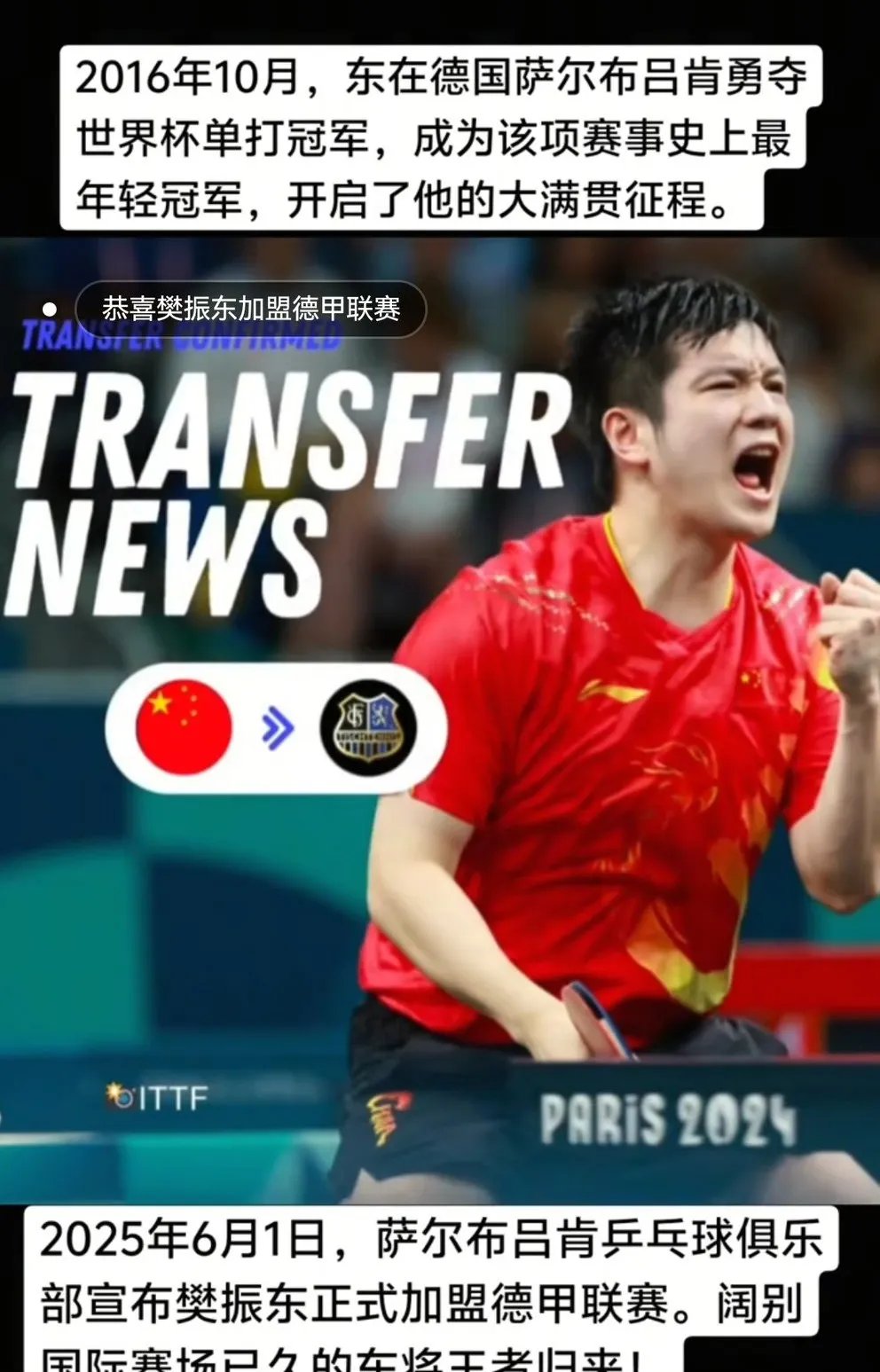 日本乒乓球队强势奥地利乒乓球队，樊振东送出助攻的简单介绍